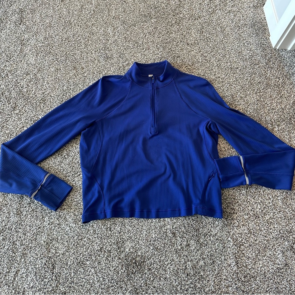 Lululemon It’s Rulu Run Ribbed Cropped Half Zip Size 14- Psychic.